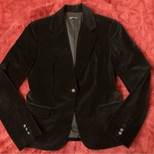Tahari Black Velvet Jacket Blazer Sz 10 Faux Pockets
Buttons